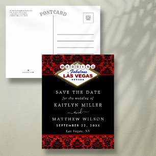 Glitter Damask Las Vegas Bröllop Save The Date Meddelande Vykort