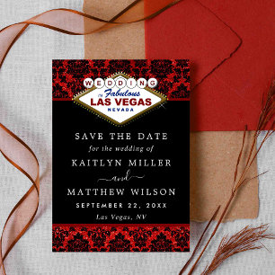 Glitter Damask Las Vegas Bröllop spara datum Datumet