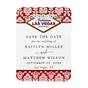 Glitter Damask Las Vegas Bröllop spara datum Magnet