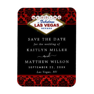 Glitter Damask Las Vegas Bröllop spara datum Magnet