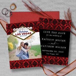 Glitter Damask Las Vegas Photo Save Date Spara Datumet