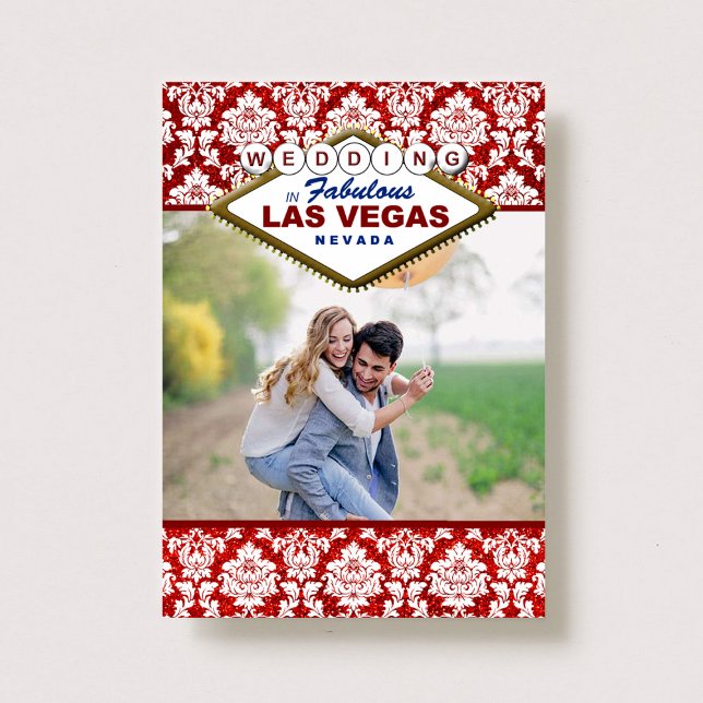 Glitter Damask Las Vegas Photo Save Date Spara Datumet (Skapare uppladdad)