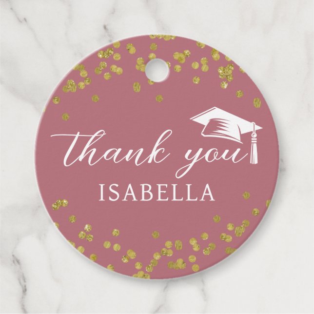 Glitter dammskonfetti Studenten Tack Gåvor Etiketter (Framsida)