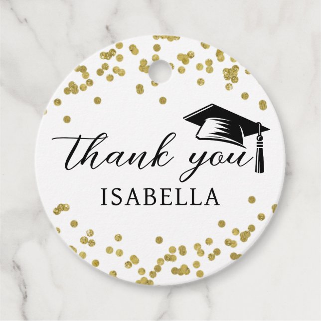 Glitter dammskonfetti Studenten Tack Gåvor Etiketter (Framsida)
