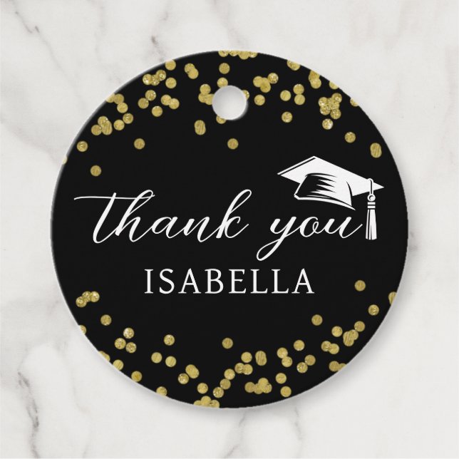 Glitter dammskonfetti Studenten Tack Gåvor Etiketter (Framsida)