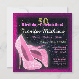 Glitter Dancing Shoes Birthday Celebration Inbjudningar