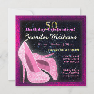Glitter Dancing Shoes Birthday Celebration Inbjudningar