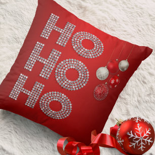 Glitter Diamond Ho Ho Ho on Red Kudde