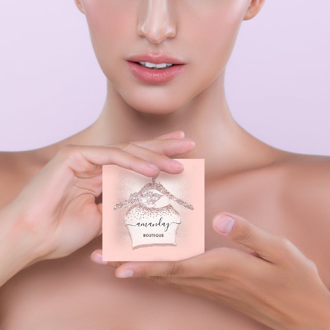  Glitter Diamond Mode Closet Shop Glam Fyrkantigt Visitkort (Skapare uppladdad)