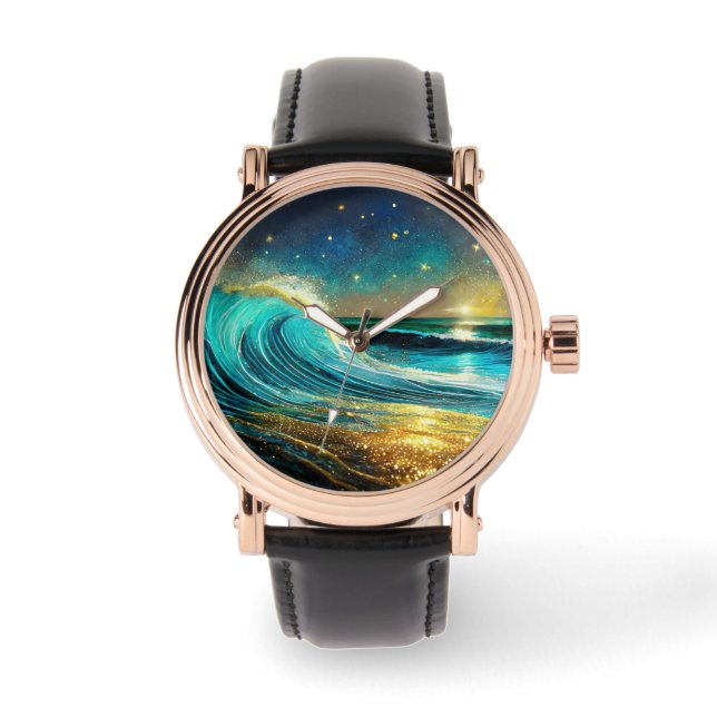 Glitter Divergent Ocean Vinkarare Armbandsur (Framsida)