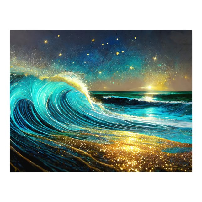 Glitter Divergent Ocean Vinkarare Fototryck (Framsidan)