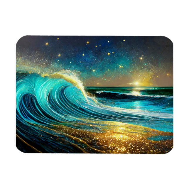 Glitter Divergent Ocean Vinkarare Magnet (Horisontell)
