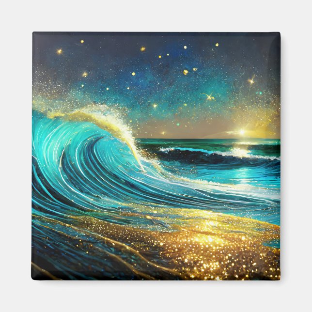 Glitter Divergent Ocean Vinkarare Magnet (Framsidan)
