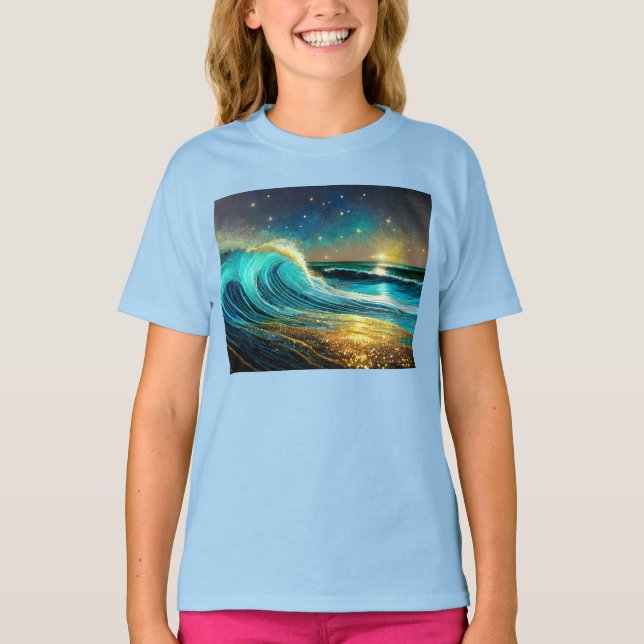 Glitter Divergent Ocean Vinkarare T Shirt (Framsida)