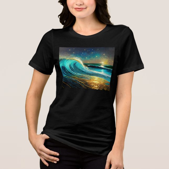 Glitter Divergent Ocean Vinkarare T Shirt (Framsida)