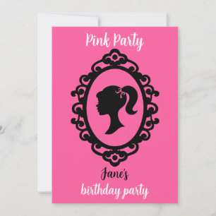 Glitter Doll Birthday Rosa Glam Mode Inbjudningar