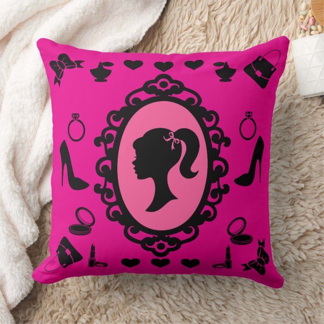 Glitter Doll Birthday Rosa Glam Mode Kudde (Filt)