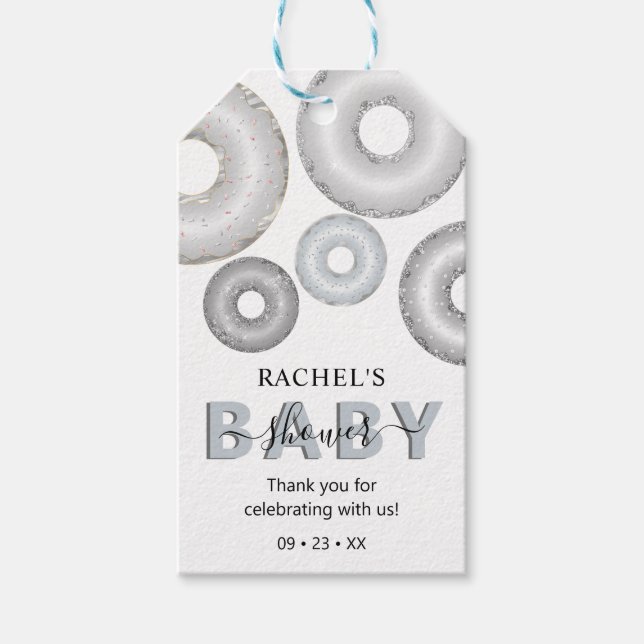Glitter Donut Baby Sprinkle Baby Pojke Bebis Showe Presentetikett (Framsidan)