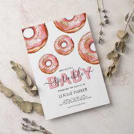 Glitter Donut Baby Sprinkle Girl Baby Shower Inbjudningar