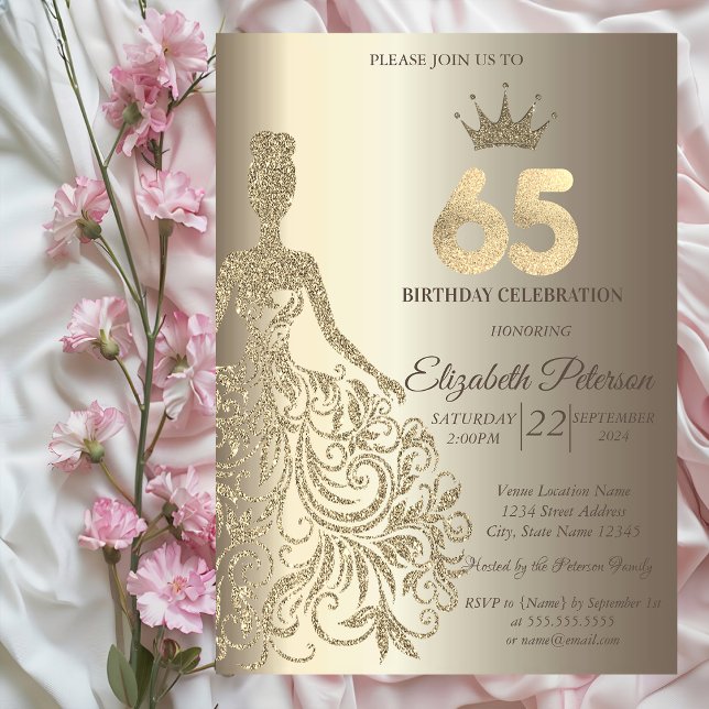 Glitter Dress, Diamonds Champagne-65en Inbjudningar (Skapare uppladdad)