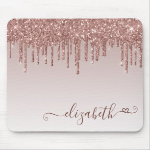 Glitter Dricker Ro Guld Elegant Heart-skript Namn Musmatta