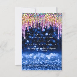Glitter Dricks Bröllop Födelsedagsfest Blue Navy Inbjudningar