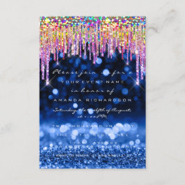 Glitter Dricks Bröllop Födelsedagsfest Blue Navy Inbjudningar