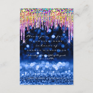Glitter Dricks Bröllop Födelsedagsfest Blue Navy Inbjudningar