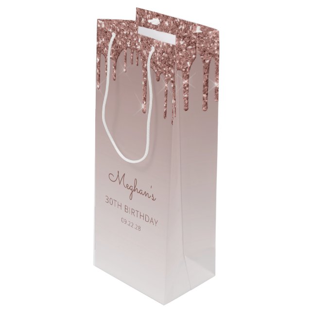 Glitter Drip 30-årsfirande Rose Gold (Framsidan Vinklad)