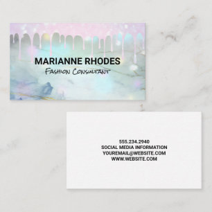 Glitter Drip Bokeh Marble Visitkort