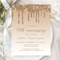 Glitter Drip Guld 50-årsjubileum Skrift