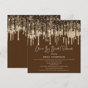 Glitter Drip Guld Brown Drive by Möhippa Inbjudningar
