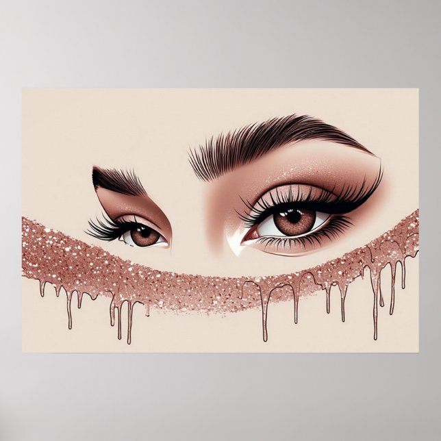 💎 Glitter Drip Makeup Ögon För Feminina Väggdekor Poster (Framsidan)