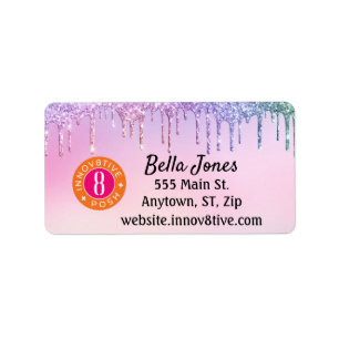 Glitter Drip Pastel Innov8tive + Posh Adress Adressetikett