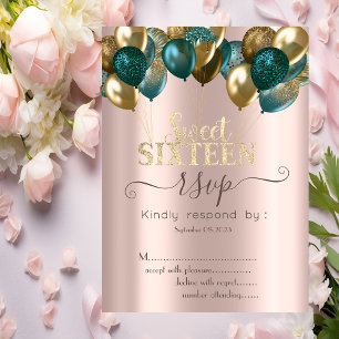 Glitter Drips Ballonger Rose Gold Sweet 16 RSVP Inbjudningar