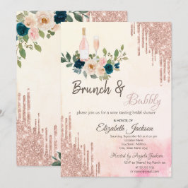 Glitter Drips Brunch & Bubbly Bröllopsdusch Inbjudningar