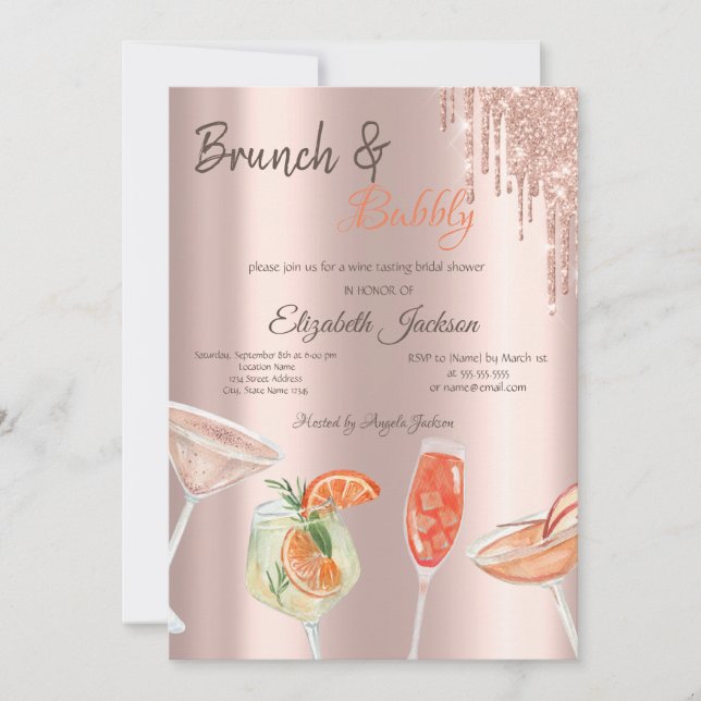 Glitter Drips Cocktail Brunch & Bubbly Inbjudningar (Framsida)