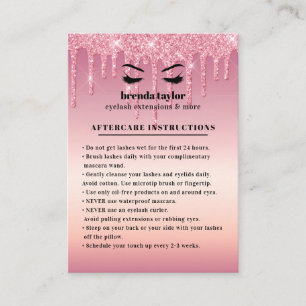 Glitter Drips Eyelash Aftercare Instructions Visitkort
