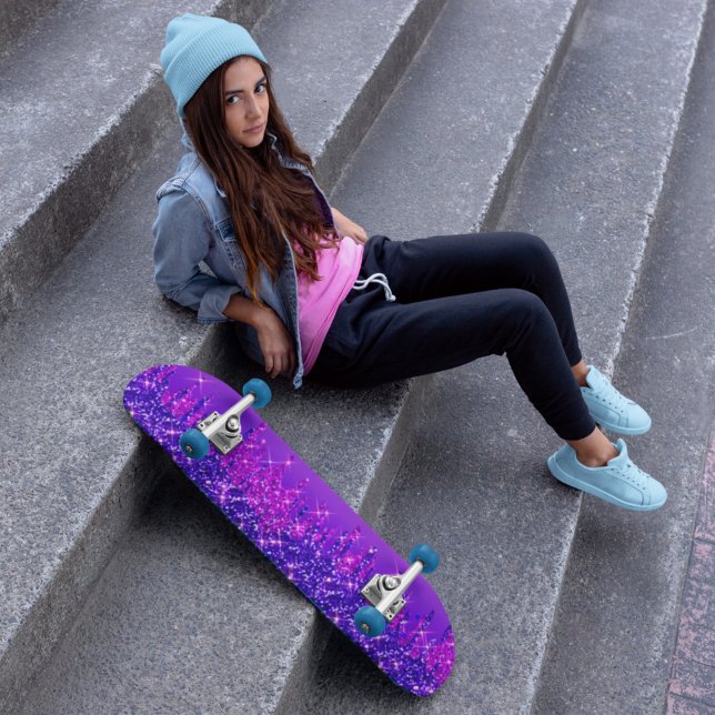 Glitter Drips Girly Lila Rosa  Mini Skateboard Bräda 18,5 Cm (Skapare uppladdad)