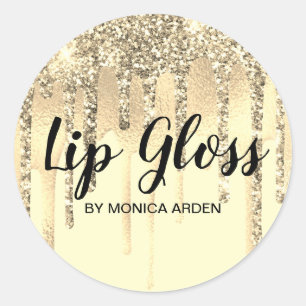 Glitter Drips Guld Låglans Läppstift Klistermärke