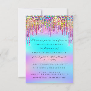 Glitter Drips Möhippa Sweet 16th Holograph Inbjudningar