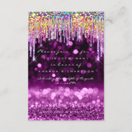 Glitter Drips Ro Möhippa 16:e regnbågens Lila Inbjudningar