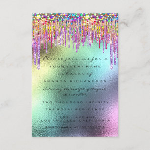 Glitter Drips Ro Möhippa 16:e Unicorn Holograph Inbjudningar
