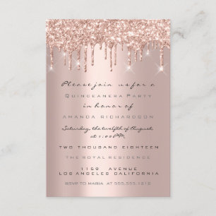 Glitter Drips Ro Möhippa Sweet 16th Quinceanera Inbjudningar