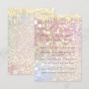 Glitter Drips Rose Gold Bröllop Sweet 16th Lyx Inbjudningar