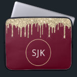 Glitter driver Burgundy Guld Girly Monogrammed Laptop Fodral<br><div class="desc">Luxury Guld och Burgundy Red Faux Glitter och Gnistra Elegant Monogrammed Initialer Fodral. Fodral kan anpassas så att det omfattar ditt första och första namn.</div>