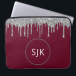 Glitter driver Burgundy Silver Girly Monogrammed Laptop Fodral<br><div class="desc">Luxury Silver och Burgundy Faux Glitter och Gnistra Elegant Monogrammed Initialer Fodral. Fodral kan anpassas så att det omfattar ditt första och första namn.</div>