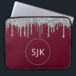 Glitter driver Burgundy Silver Girly Monogrammed Laptop Fodral<br><div class="desc">Luxury Silver och Burgundy Faux Glitter och Gnistra Elegant Monogrammed Initialer Fodral. Fodral kan anpassas så att det omfattar ditt första och första namn.</div>