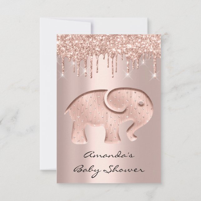 Glitter driver Ro Baby Shower Elephant Inbjudningar (Baksida)