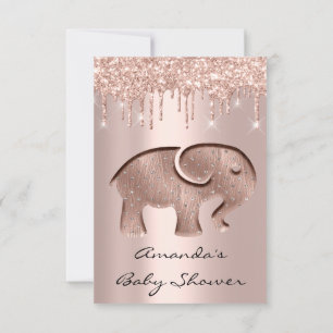 Glitter driver Ro Baby Shower Elephant New Inbjudningar